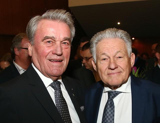 Bürgermeister Karl Staudinger mit Alt-Landeshauptmann Josef Pühringer beim Neujahrsempfang 2020.