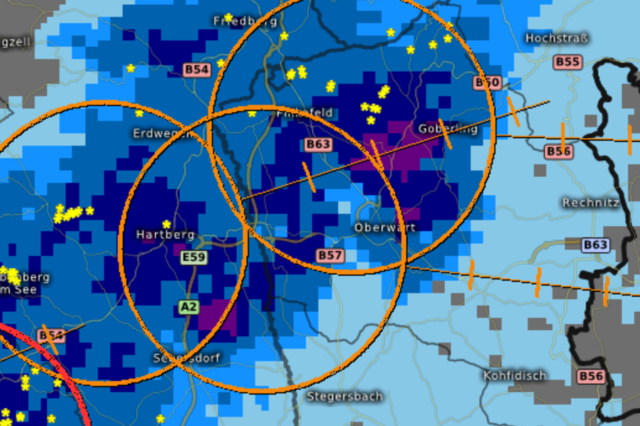 Hier ein Ausschnitt aus dem Kachelmann-Radar von heute um 12:25 Uhr!