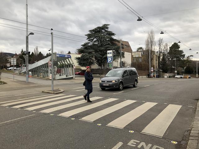 Anrainerin Katharina Hemmelmair fordert mehr Sicherheit für die Kreuzung in der Grinzinger Allee. | Foto: Thomas Netopilik