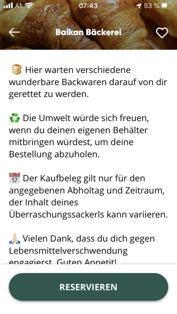 Unser App Tipp der Woche "Too Good to Go" ist eine App, um auf günstige und angenehme Weise Lebensmittel zu retten. Einfach die App installieren, schauen, welche Anbieter es in der Nähe gibt, bestellen und günstige Lebensmittel abholen. | Foto: Screenshot