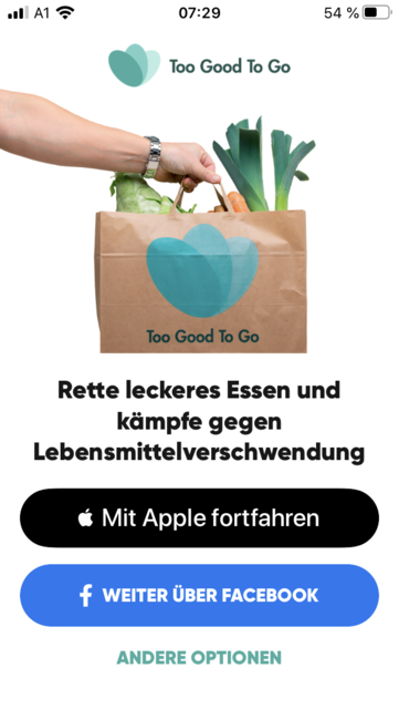 Unser App Tipp der Woche "Too Good to Go" ist eine App, um auf günstige und angenehme Weise Lebensmittel zu retten. Einfach die App installieren, schauen, welche Anbieter es in der Nähe gibt, bestellen und günstige Lebensmittel abholen. | Foto: Screenshot