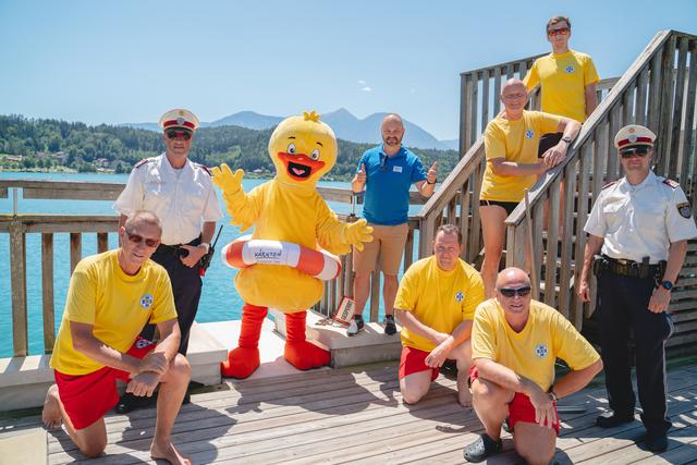 Wasserrettung Klopeiner See, Polizei St. Kanzian, Ente "Elsa", Robert Karlhofer (Geschäftsführer Tourismusregion Klopeiner See – Südkärnten) | Foto: MK Media
