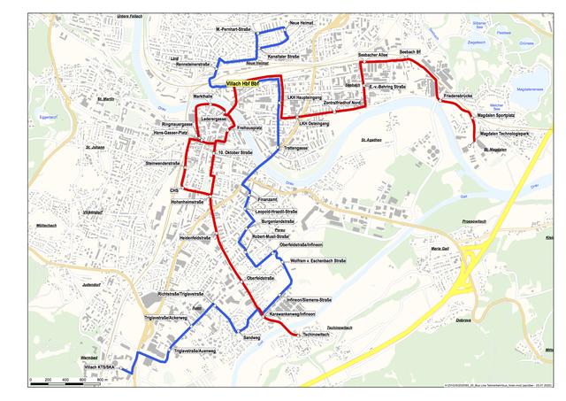 Die beiden Linien sollen ab November in Villach verkehren. Sie erreichen ungefähr ein Drittel der Villacher Bevölkerung.