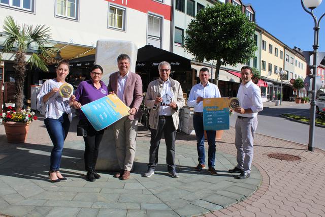 Sorgen für Leben in Spittal: Daniela Richtig (Stadtmarketing), Diana Brandner-Kalt (Juicy Lucy), Bürgermeister Gerhard Pirih, Stadtrat Franz Eder (Kultur), Stadtrat Christian Klammer (Stadtmarketing und Wirtschaft) und Stadtmarketingleiter Gerhard Briggl.
