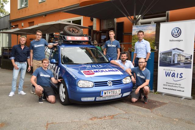 Stefan Kainz, Christian Weisgram, Kevin Kloiber, Stefan Hofbauer, Jürgen Wais, Lukas Müllner und Richard Zimmermann bei der Teamvorstellung im Tell.