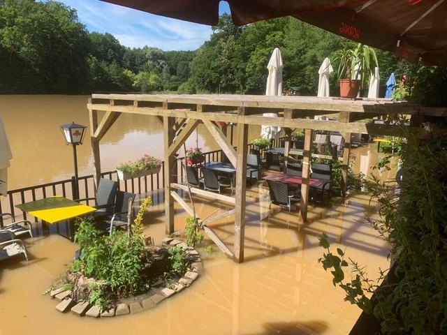 Land unter: Das Restaurant Thalersee stand, wie große Teile der Gemeinde auch, nach den letzten Unwettern unter Wasser.
