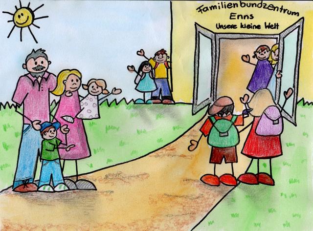 Eine gemalte Ansicht des Familienbundzentrums Enns. | Foto: FBZ Enns