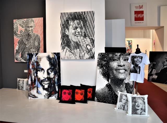 Die "Undurchschaubaren" Gesichter und limitierte Textilien von Sonja Orasche sind in der Queenberg art fashion gallery am Markartplatz 4 noch bis Ende Juli zu sehen