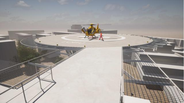 So soll der neue Hubschrauberlandeplatz am Dach des Meidlinger Unfallkrankenhauses aussehen.