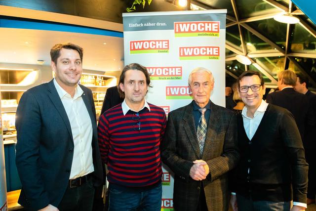 Langjährige Unterstützung: Richard Kaufmann in Vertretung für Spar-Chef Christoph Holzer, Unternehmer Martin Auer, Alfred Stingl und Jörg Ehtreiber vom Kindermuseum Frida & Fred (v. l.)