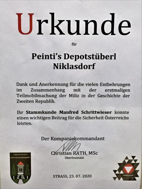 Mehr Auszeichnung gibt es nicht. Ein "Danke" vom Bundesheer.