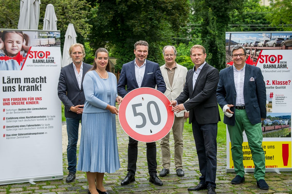 Kämpfen weiter gegen den Bahnlärm: Christoph Neuscheller, Silvia Häusl-Benz, Wolfgang Germ, Peter Unterluggauer, Markus Steindl, Klaus-Jürgen Jandl.