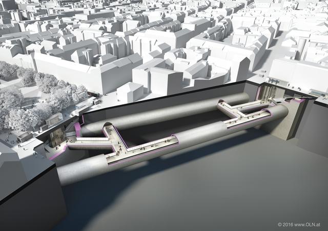 Mit der künftigen Station Reinprechtsdorfer Straße bekommt Margareten einen zentral gelegenen U-Bahn-Zugang. | Foto: Visualisierung: OLN