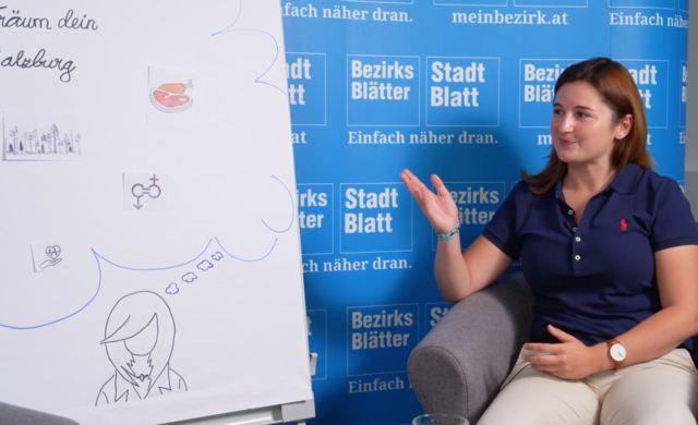 Marlene Svazek, Landesparteiobfrau der Salzburger FPÖ mit ihrer "Traumcollage".