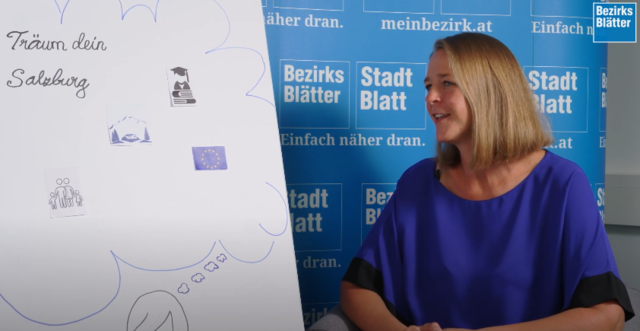 Landesrätin Andrea Klambauer mit ihrer "Traumcollage".