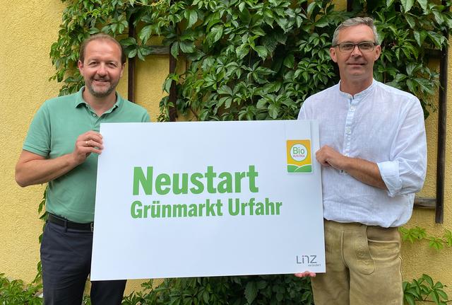 Marktreferent Vizebürgermeister Bernhard Baier und Franz Waldenberger (Obmann Bio Austria). | Foto: Stadt Linz