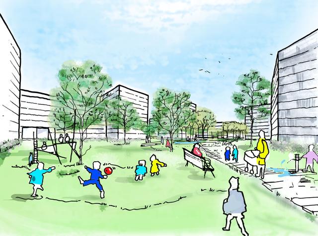 So soll das neue Wohngrätzel "Am Kempelenpark" aussehen. | Foto: Bosshard &amp; Luchsinger Architekten AG