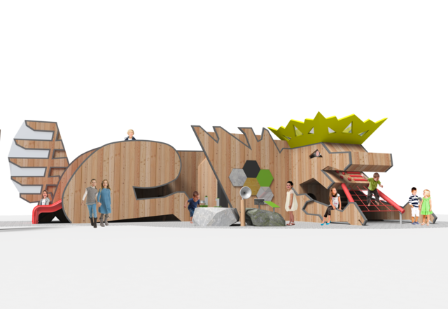 So wird er aussehen, der neue Spielplatz in Pantherform auf dem Grazer Schloßberg. | Foto: almholz