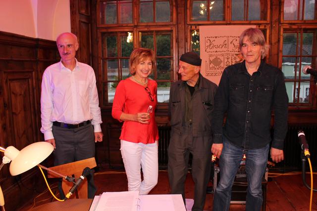 Gerhild Illmaier präsentierte eine musikalische Lesung mit Hirsch Fisch (Klaus Tschabitzer li und Norbert Trummer re) und Bodo Hell (Mitte).