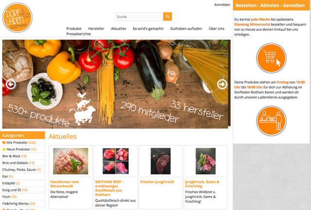 Dorfladen Roitham: Regionale Hersteller bieten ihre Produkte auf der Online Plattform an. Die Konsumenten bestellen bis Dienstag Mitternacht online. Die Hersteller haben bis Freitag Mittag Zeit, die Waren zu produzieren und zum Dorfladen (zentrale Abholstelle) zu liefern. | Foto: Dorfladen Roitham
