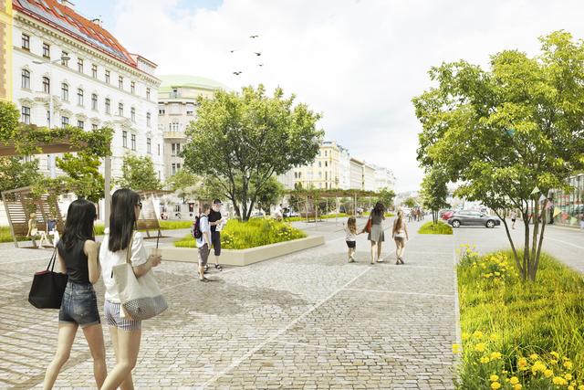 Der Naschmarktparkplatz soll attraktiv und grün werden, zudem zum Verweilen einladen.