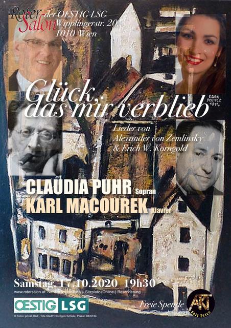 KARL MACOUREK (Klavier) und CLAUDIA PUHR (Sopran) interpretieren Lieder von ZEMLINSKY und KORNGOLD.