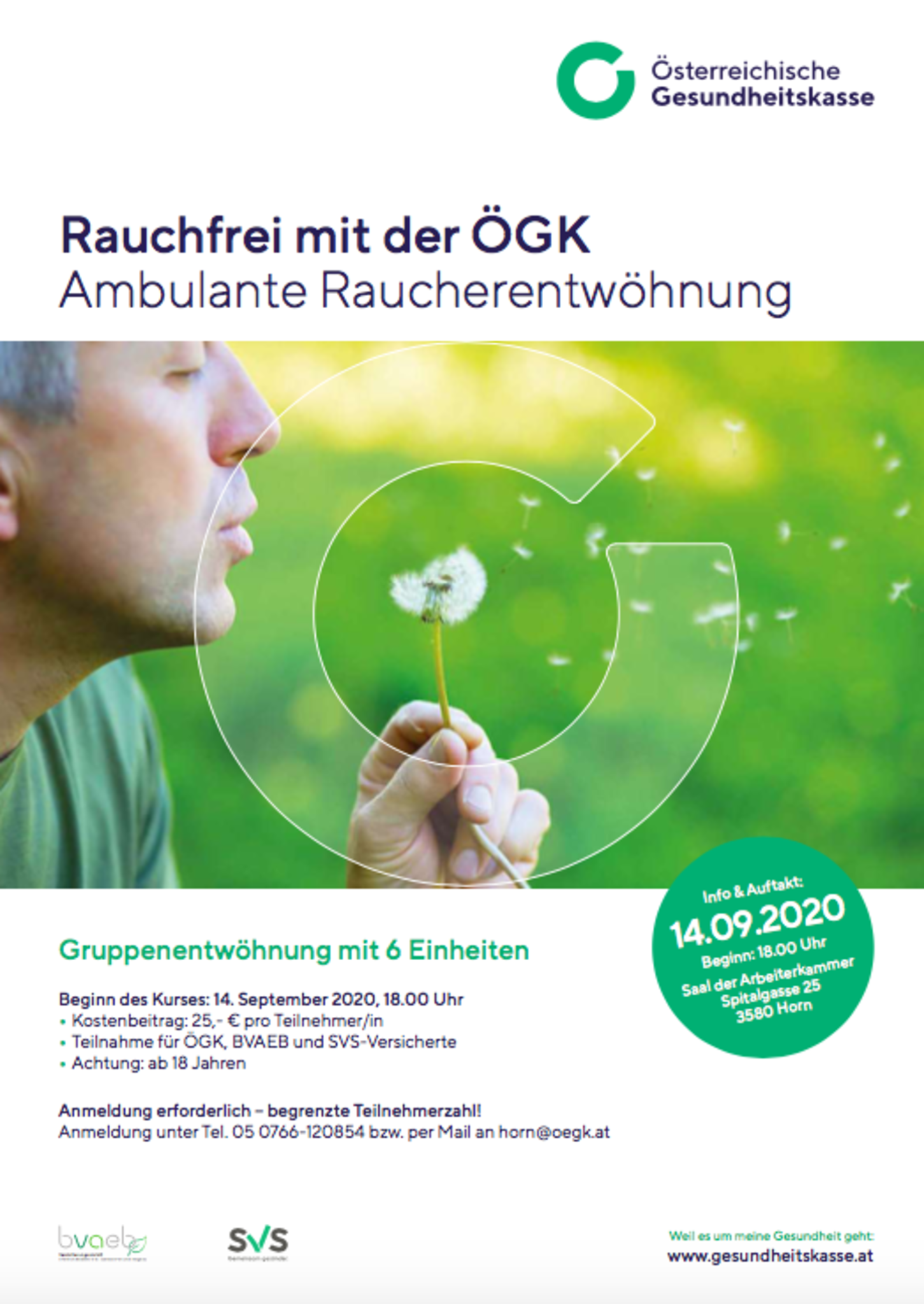 "Rauchfrei in fünf Wochen“ mit der Österreichischen Gesundheitskasse Horn