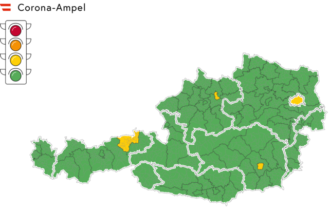 Bezirk Kufstein startet mit "Gelb" auf der Corona-Ampel | Foto: Screenshot/Corona-Ampel
