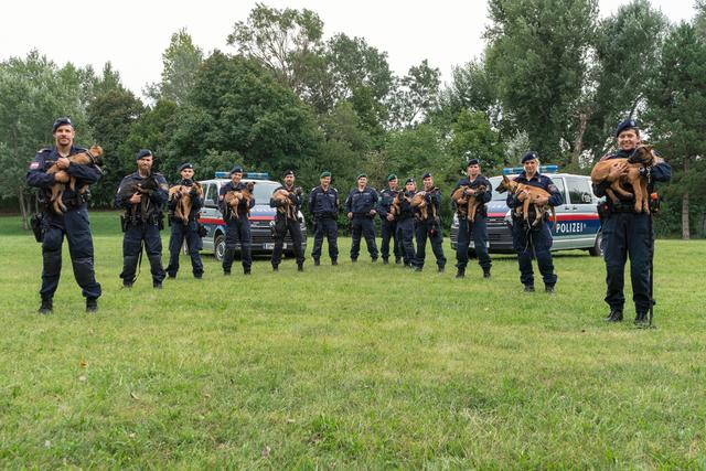 Zehn Polizisten beginnen nun mit ihren vierbeinigen Partnern das Training.
