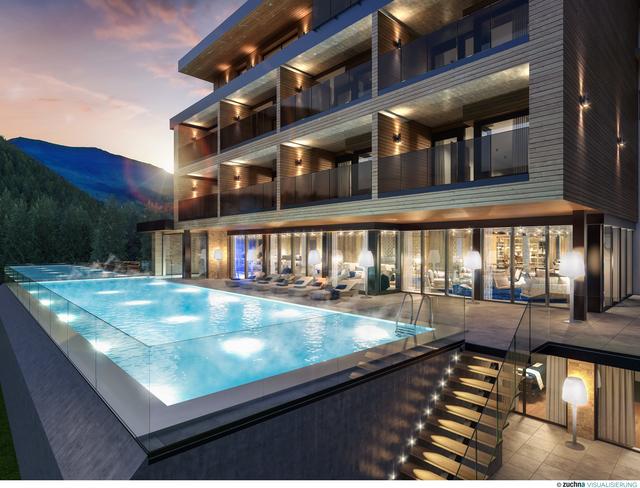 Tirolerhof Aussenpool im Sommer