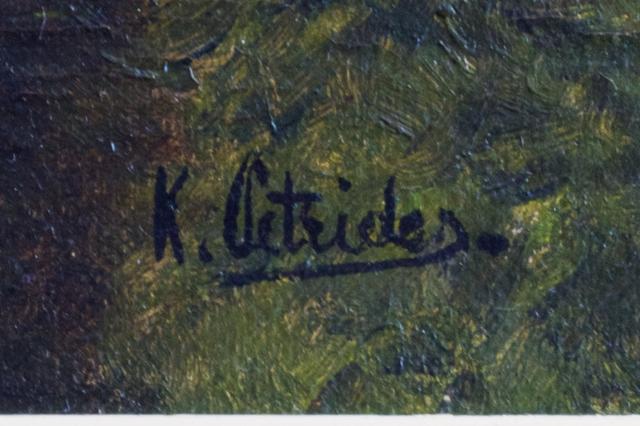 Die Signatur des Künstlers: K. Petrides im Gemälde.