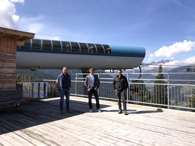WB-Bezirksobmann Gitterle verschaffte sich einen Einblick in die Arbeit der Bergbahnen See
v.l.n.r. WB-Ortsobmann Peter Seiwald, WB-BO Michael Gitterle und GF Mathäus Tschiderer