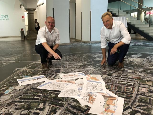 Markus Hein und Andreas Kleboth präsentieren die Pläne für den neuen Linzer Osten.