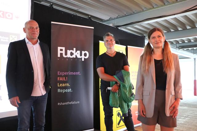 Erzählten bei der Fuckup Night von ihrem Scheitern: Markus Noppeney, Albert Ehrenreich und Elke Bachler (v.li.). | Foto: Siegele