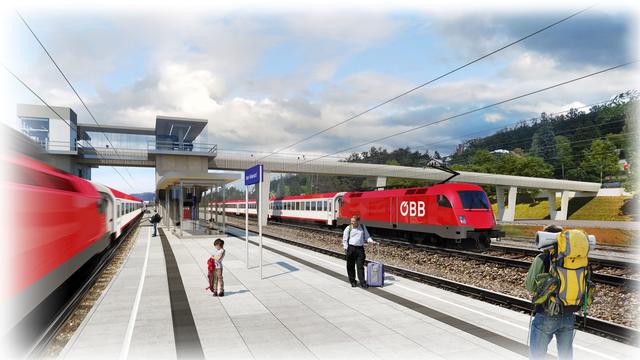 So wird der neue Bahnhof Unterpurkersdorf in rund zwei Jahren aussehen.