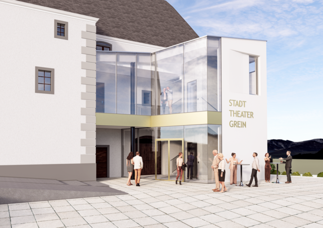 Der Zubau beim Stadttheater Grein.