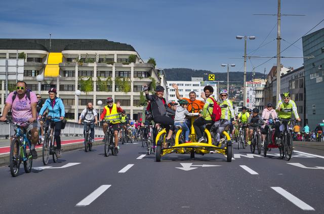An der Spitze vorne mit dabei: Das Konferenzrad von Veranstalter Radlobby OÖ. | Foto: BRS