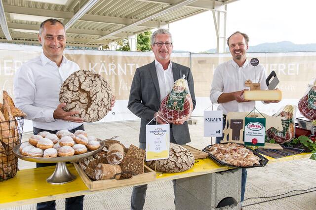 Baustart der Kärntnerei: Martin Wienerroither, Rudolf Frierss und Käsemeister Michael Kerschbaumer