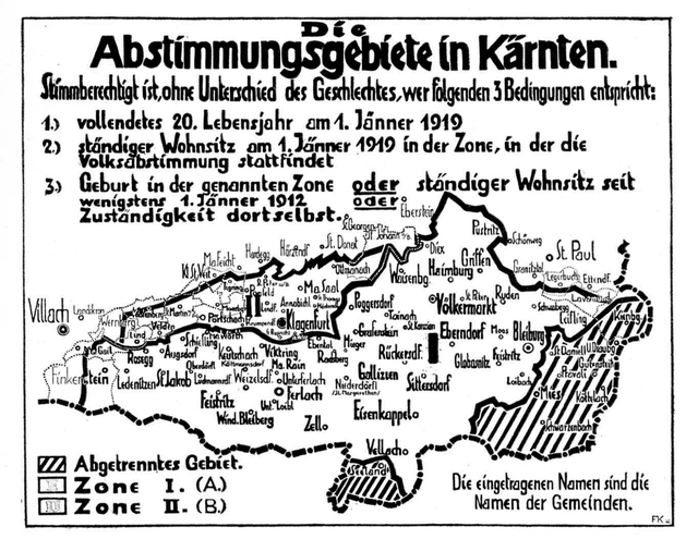 Die Abstimmungsgebiete in Kärnten.