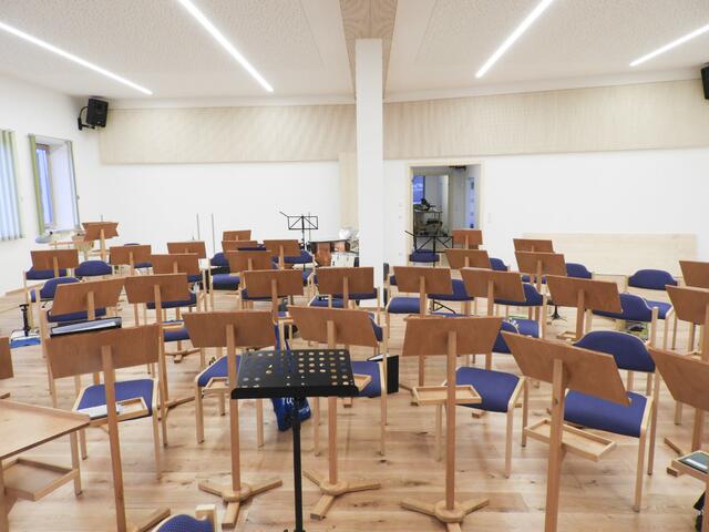 In diesem Raum probt die Trachtenmusikkapelle.