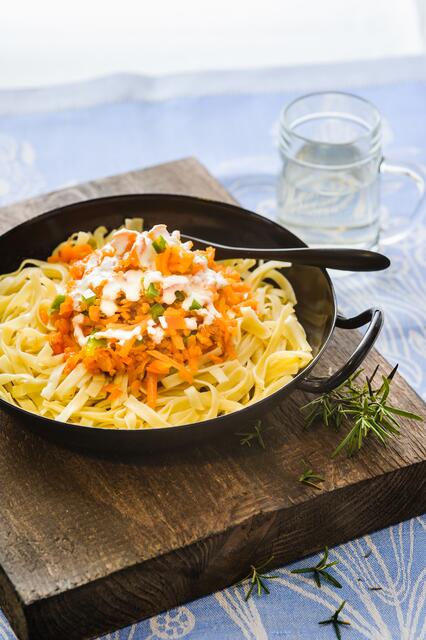 Tolles Rezept für eine pikante Kürbis-Nudel-Pfanne