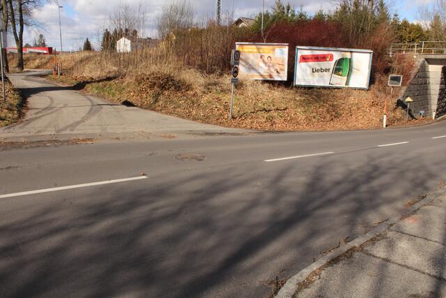 Wer von Wegleiten zu Fuß nach Ried will, muss die Eberschwangerstraße überqueren - ohne Zebrastreifen.