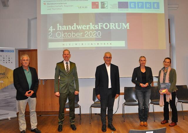 Die fünf Referenten Josef Ganner, Paul Vyskovsky, Andreas Schnider, Andrea Ladstätter und Heidrun Bichler-Ripfel (v.l.) sprachen über das Thema Lehre und Studium.
