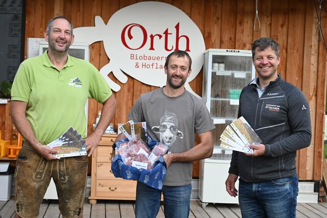 Lammfleisch vom Ötscher: Clemens Blamauer von der Eisenstraße, Biobauer Berthold Schrefel und Projekt-Initiator Andreas Buder