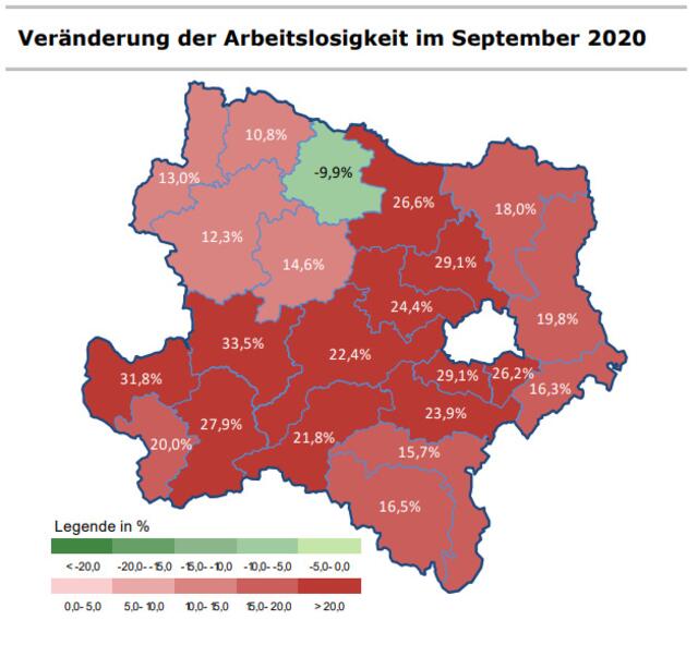 Die Arbeitslosenstatistik im September 2020. | Foto: AMS Zwettl