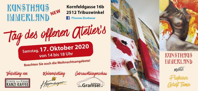 TRIBUSWINKEL. Thomas Zinnbauer lädt heuer im Rahmen der "Tage des offenen Ateliers" zum ersten Mal in das kürzlich eröffnete Kunsthaus Immerland New in der Kornfeldgasse 16 in Tribuswinkel. Die Tore zu Atelier und Schauräumen öffnen sich am Samstag, dem 17. Oktober von 14 bis 18 Uhr.
Im Rahmen dieses Events haben die Besucher auch die Möglichkeit neben den neuesten Immerlandkreationen auch Werke von Prof. Adolf Tuma zu sehen. Ein Rahmenprogrammmit Wein- und Kaffeverkostung sowie Brillenbügelunikate von Optik Bischel ist ebenso zu genießen. Thomas Zinnbauer freut sich auf viele interessierte Gäste.