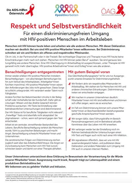 Screenshot der Petition #positivarbeiten der Aidshilfen Österreich.