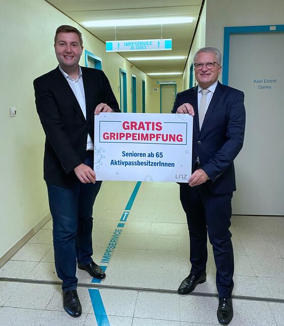 „Gerade in Zeiten von Corona ist die Grippe-Impfung ein städtisches Service mit Signalwirkungen“, erklären Bürgermeister Klaus Luger und Gesundheitsreferent Stadtrat Michael Raml.