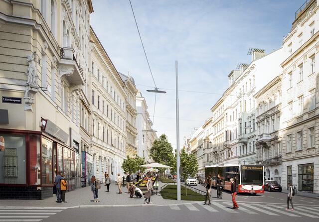 Einkaufen im Grätzel: Die Vision des neuen Angers in der Burggasse 47–53 für Sommer 2021.