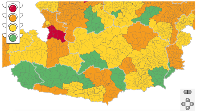 Innerhalb von zwei Wochen hat sich die Lage im Bezirk drastisch verändert. | Foto: corona-ampel.gv.at